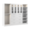 Bestar Florence 100\" Modular Walk-In Closet System with LED Lights, Rods, Shelves, Drawers and Doors Shaker Style - White