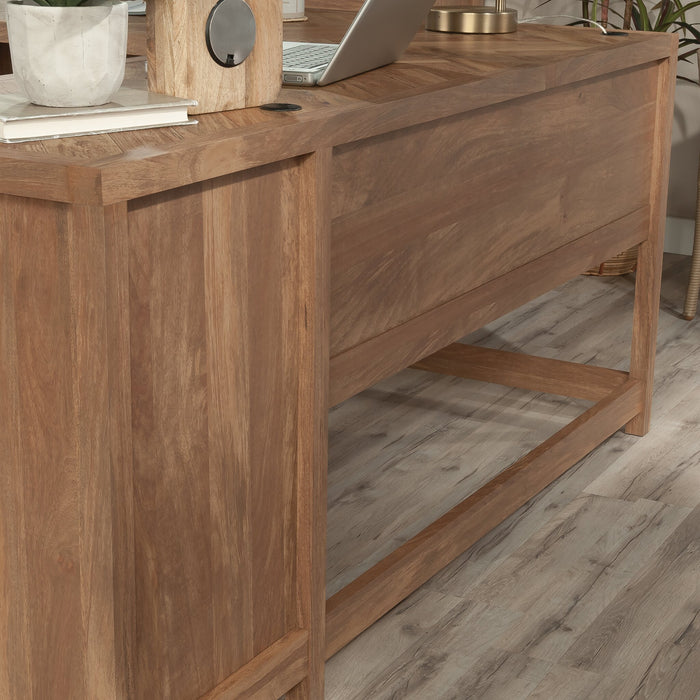 Cannery Bridge 66\" Commercial Grade L-Shaped Office Desk with 6-Drawers - Brown