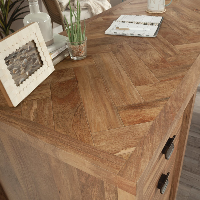 Cannery Bridge 66\" Commercial Grade L-Shaped Office Desk with 6-Drawers - Brown