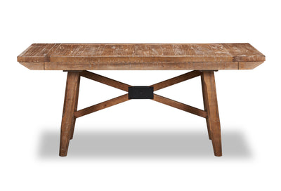 Cedar Extension Dining Table, Pine Wood, Trestle-Base, 72-96"W - Brown | Table de salle à manger extensible en cèdre, bois de pin, piètement à tréteaux, largeur 183-244 cm - Brun