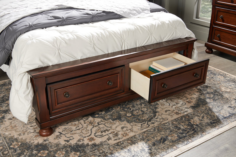 Chelsea 6pc Bedroom Set with Storage Bed, Dresser, Mirror & Nightstand, Cherry Brown - King Size