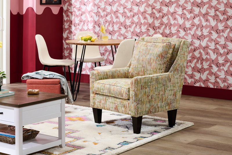 Made in Canada Sofa Lab Customizable Club 29\" Fabric Accent Chair with Wood Legs - Garden Multicolour