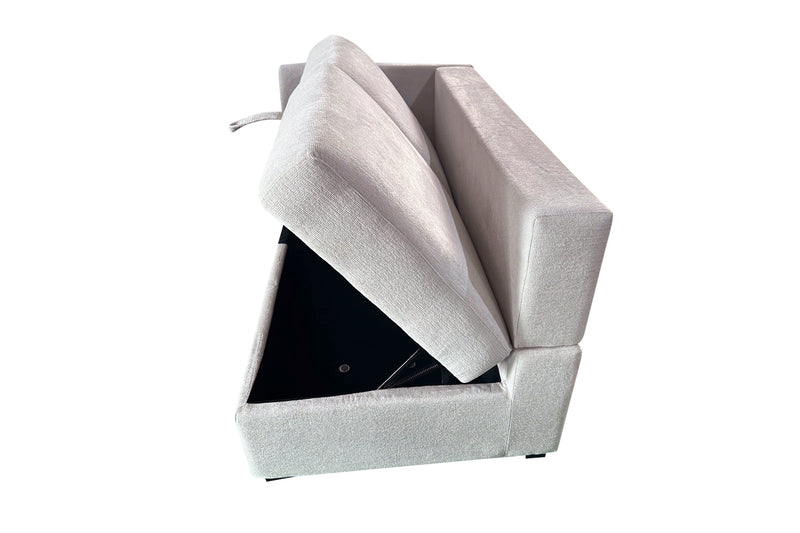 Coast 3-Piece Right-Facing Fabric Sleeper Sectional with Storage and Ottoman - Ivory White