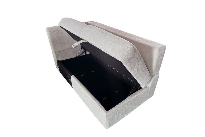 Coast 3-Piece Right-Facing Fabric Sleeper Sectional with Storage and Ottoman - Ivory White