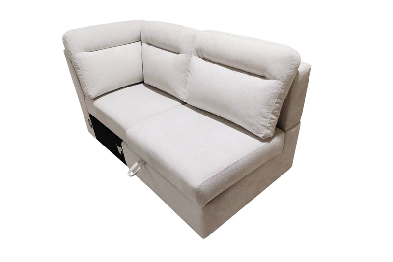 Coast 3-Piece Right-Facing Fabric Sleeper Sectional with Storage and Ottoman - Ivory White
