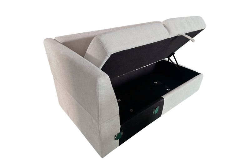 Coast 3-Piece Right-Facing Fabric Sleeper Sectional with Storage and Ottoman - Ivory White