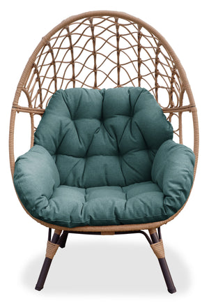 Coco Egg Outdoor Patio Chair - Hand-Woven Resin Wicker, UV & Weather Resistant - Green