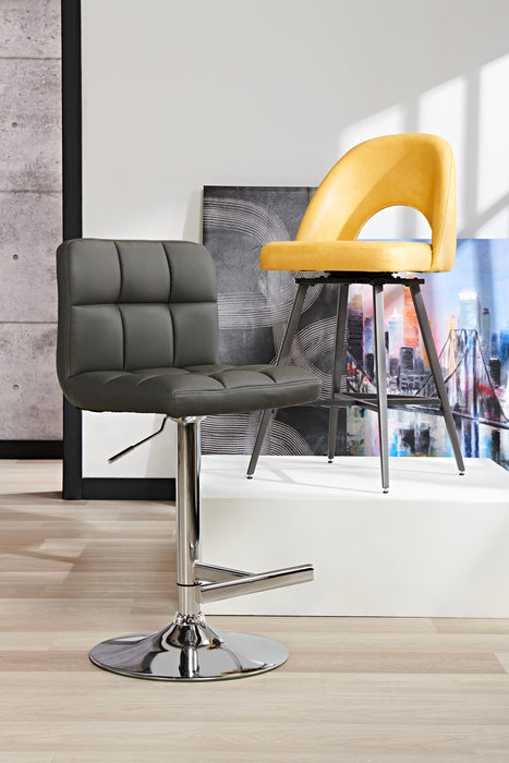 Cruz Barstool with Swivel & Adjustable Seat, Vegan Leather Fabric, Metal - Grey
