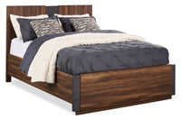 Scott Living Dante Panel Bed with Headboard & Frame, Brown - Queen Size