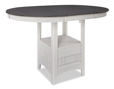 Dena Counter-Height Dining Table with 42-60"W Extension, Round - Dove Grey | Table de salle à manger ronde Dena de 42 po à 60 po (L) de hauteur comptoir et avec rallonge - gris tourterelle