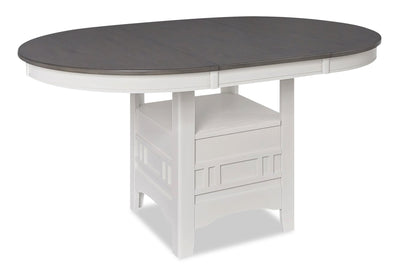Dena Dining Table with 42-60"W Extension, Round - Dove Grey | Table de salle à manger ronde Dena de 42 po à 60 po (L) avec rallonge - gris tourterelle