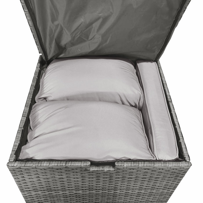 Dominica 4-Piece Outdoor Patio Set with 2 Loveseats, Storage End Table & Glass Top Coffee Table - Hand-Woven Resin Wicker, UV & Weather Resistant - Grey