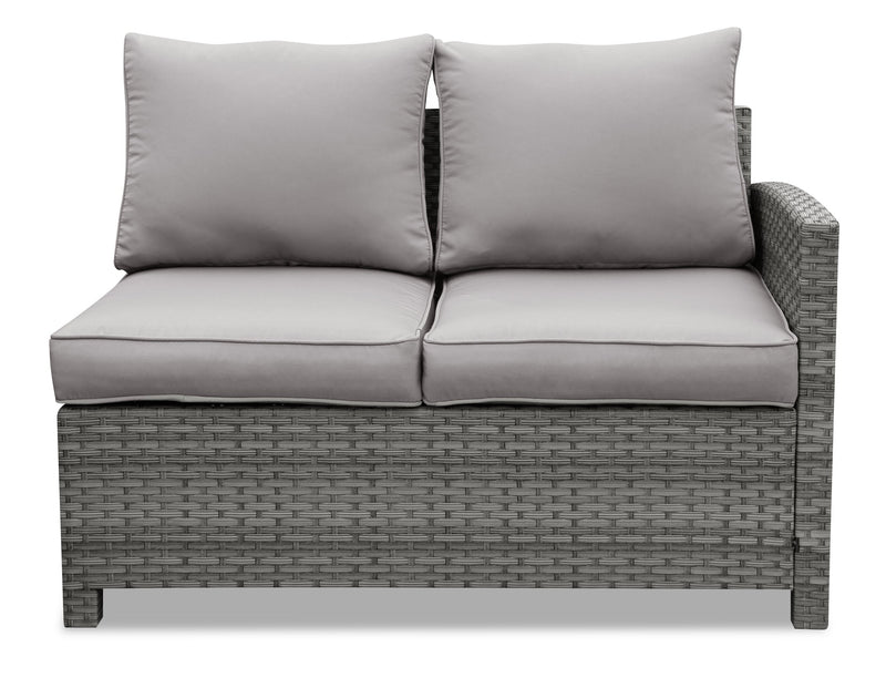 Dominica 4-Piece Outdoor Patio Set with 2 Loveseats, Storage End Table & Glass Top Coffee Table - Hand-Woven Resin Wicker, UV & Weather Resistant - Grey