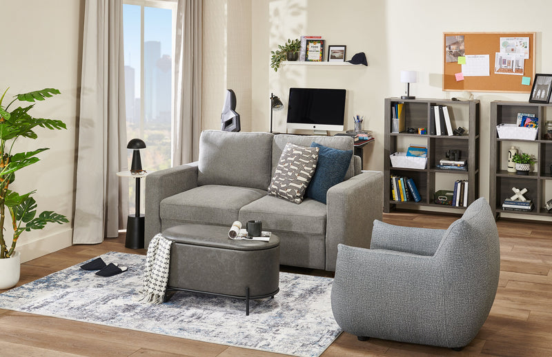 Luna 35.4\" Fabric Accent Chair - Grey