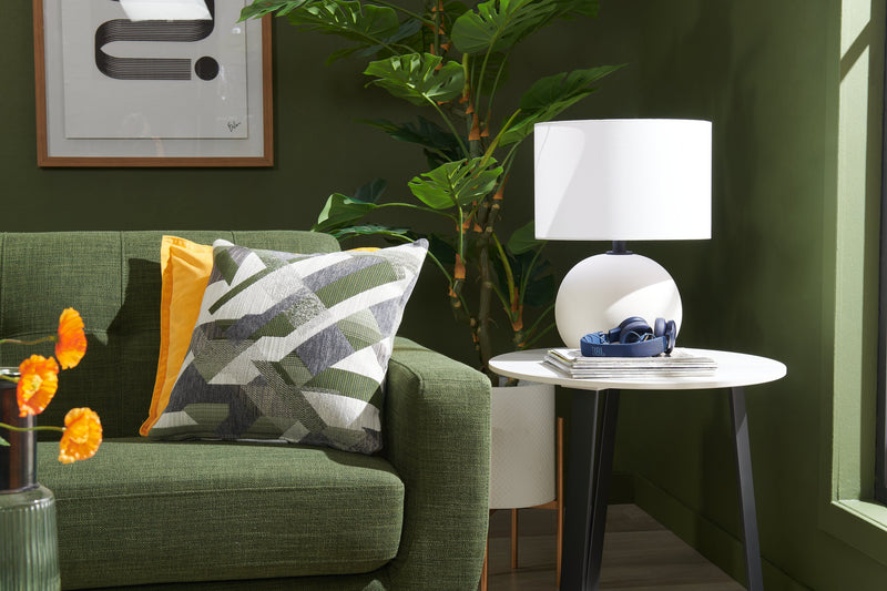 Kort & Co. Elara 18\" White Pewter Ceramic Table Lamp