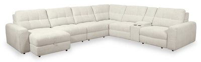 Scott Living Elevate Modular 7-Piece Left-Facing Chenille Fabric Power Sliding Sectional with Storage - Beige | Sofa sectionnel modulaire à coulissement électrique de gauche Elevate de Scott Living 7 pièces en tissu de chenille avec rangement - beige