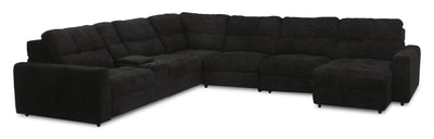 Scott Living Elevate Modular 7-Piece Right-Facing Chenille Fabric Power Reclining and Sliding Sectional - Ebony | Sofa sectionnel modulaire à coulissement et inclinaison électriques de droite Elevate de Scott Living 7 pièces en tissu de chenille - Ebony