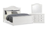 Ella 5pc Bedroom Set with Panel Bed, Dresser & Mirror, White - King Size