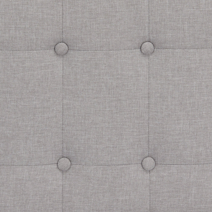 Ellis Upholstered Headboard in Grey Fabric, Button Tufted - Queen Size