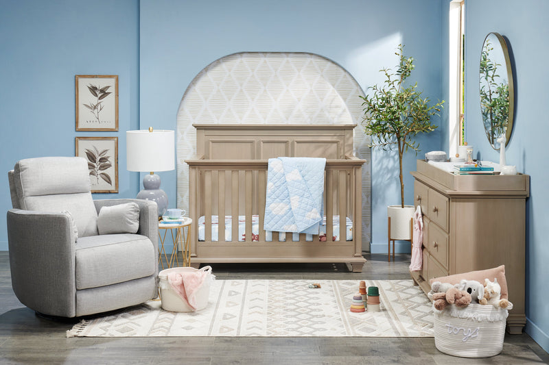 Ember 36\" Fabric Swivel Glider Reclining Chair - Silver Cotton