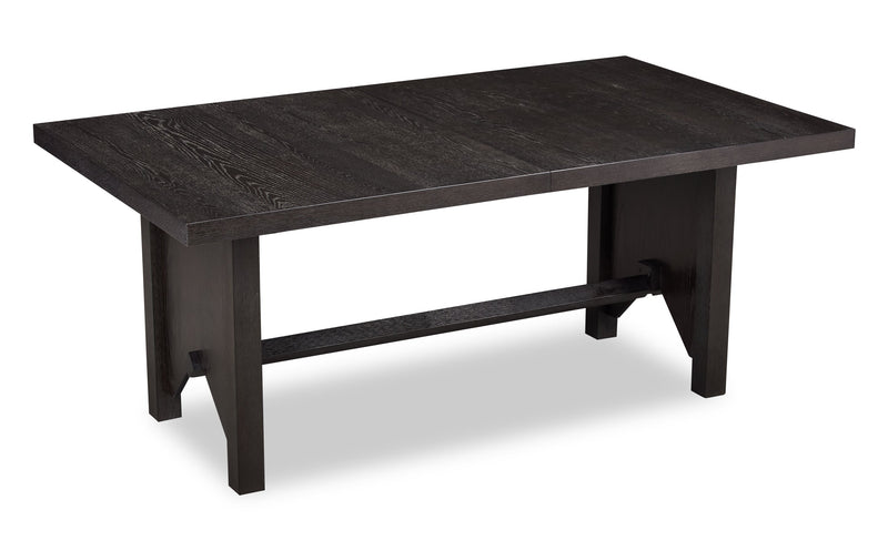 Emery Dining Table with 72-96\"W Extension, Wood - Black