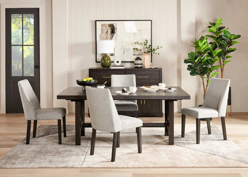 Emery Dining Table with 72-96\"W Extension, Wood - Black