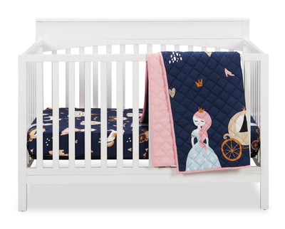 Emmy 3-Piece Crib Bedding Set - Navy and Pink | Literie Emmy 3 pièces pour lit de bébé - blue marine et rose