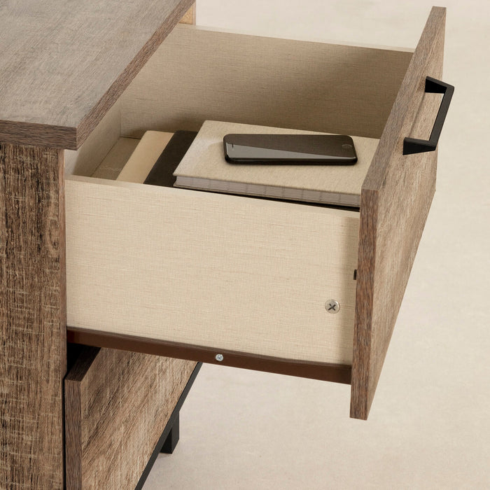 Everley Platform Bed 5pc Set with Panel Headboard, Chest & Nightstand, Two-Tone - Full Size