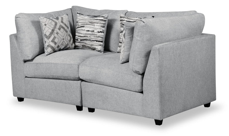 Scott Living Evolve Modular 79\" Linen-Look Fabric Loveseat with Removable Feather Down Cushions - Grey