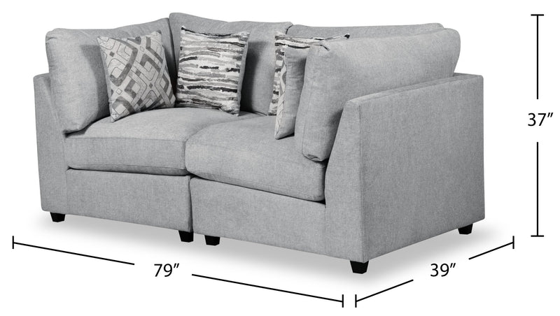 Scott Living Evolve Modular 79\" Linen-Look Fabric Loveseat with Removable Feather Down Cushions - Grey