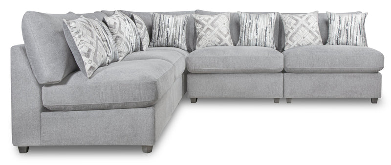 Scott Living Evolve Modular 5-Piece Linen-Look Fabric Armless Sectional with Feather Down Cushions - Grey