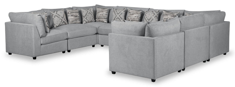 Scott Living Evolve Modular 8-Piece Linen-Look Fabric Sectional with Feather Down Cushions - Grey