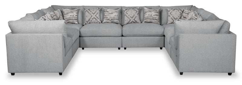 Scott Living Evolve Modular 8-Piece Linen-Look Fabric Sectional with Feather Down Cushions - Grey