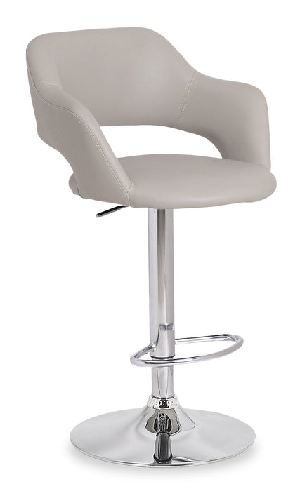 Finn Barstool with Swivel & Adjustable Seat, Vegan Leather Fabric, Metal - Beige