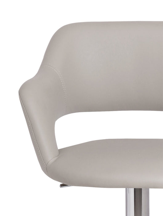 Finn Barstool with Swivel & Adjustable Seat, Vegan Leather Fabric, Metal - Beige