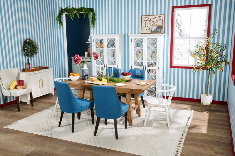 Shea Wing-Back Dining Chair with Linen-Look Fabric, Wood - Ivory