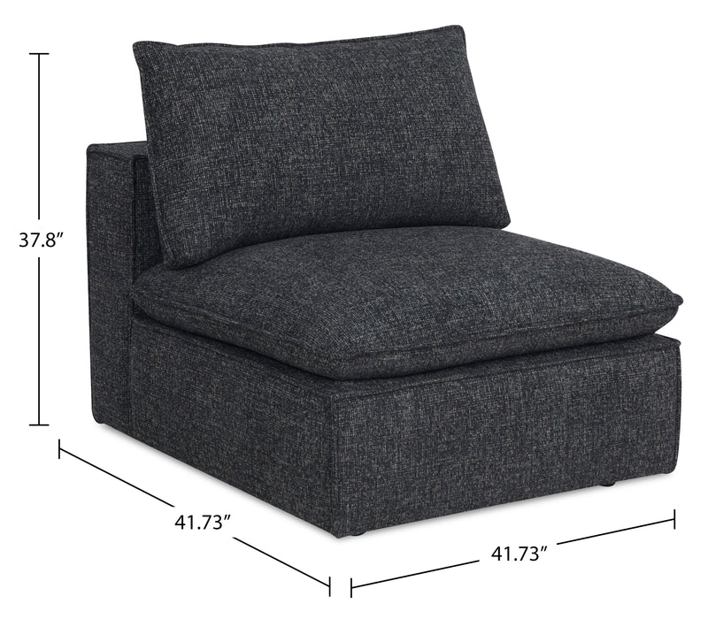 Fusion Modular 33.46\" Charcoal Grey Chenille Fabric Armless Chair with Removable Feather Down Cushion