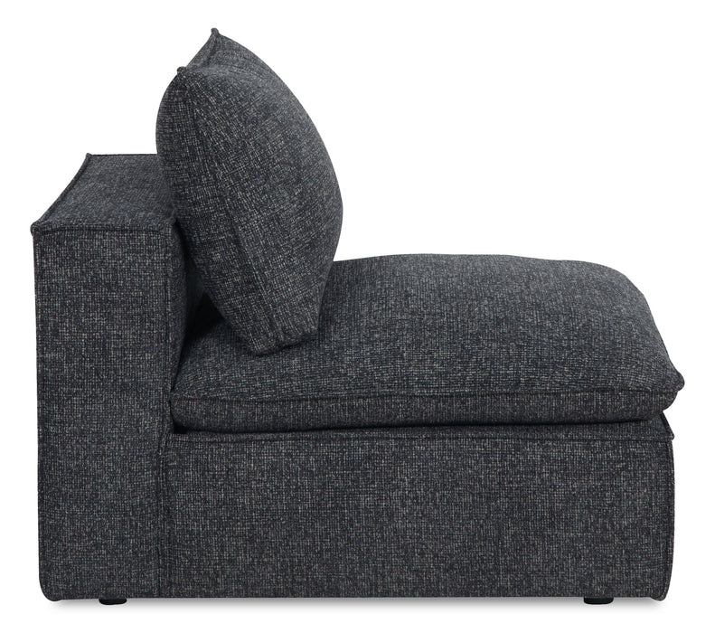 Fusion Modular 33.46\" Charcoal Grey Chenille Fabric Armless Chair with Removable Feather Down Cushion