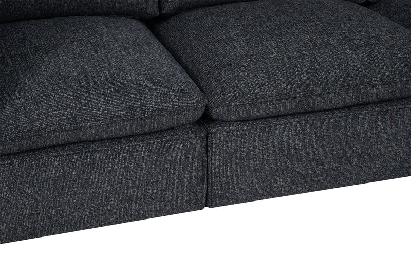 Fusion Modular 5-Piece Charcoal Grey Chenille Fabric Sectional with Removable Feather Down Back Cushions