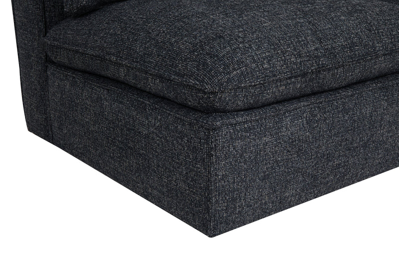 Fusion Modular 5-Piece Charcoal Grey Chenille Fabric Sectional with Removable Feather Down Back Cushions