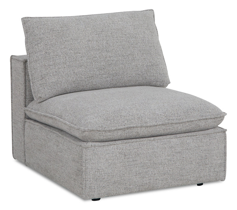 Fusion Modular 5-Piece Silver Grey Chenille Fabric Sectional with Removable Feather Down Back Cushions