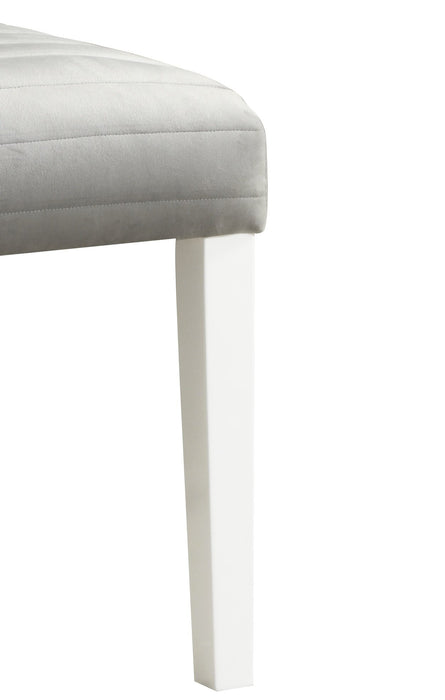 Garbo 7pc Dining Set with Table & 6 Chairs, Glass Insert, Pedestal Base, Glam, 78.75\"W - White