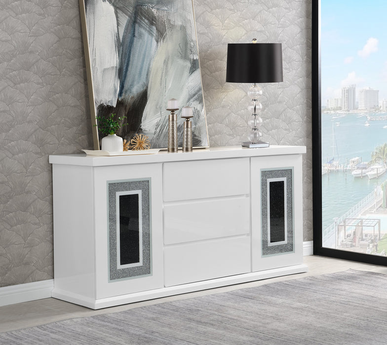 Garbo Dining Server with Storage, Glam,  64\"W - White