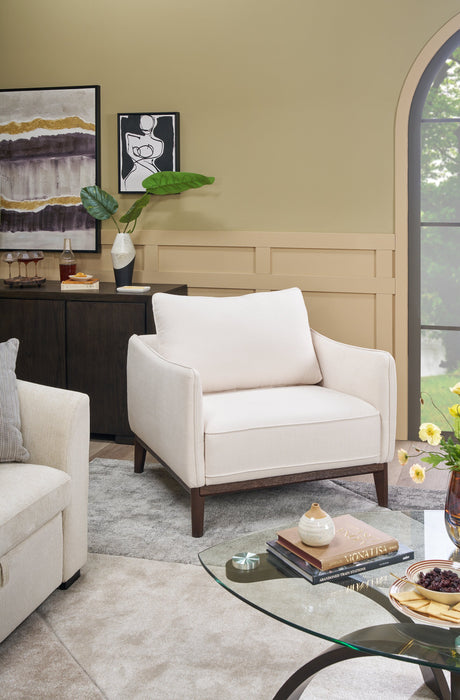 Cindy Crawford Home Gena 38.5\" Linen-Look Fabric Chair with Removable Back Cushion - Cotton White