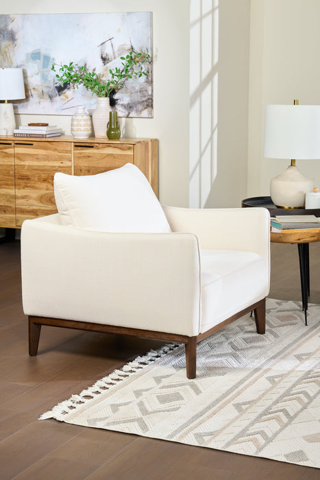 Cindy Crawford Home Gena 38.5\" Linen-Look Fabric Chair with Removable Back Cushion - Cotton White