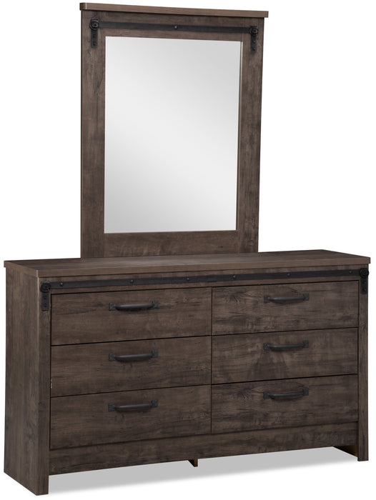 Grayson Bedroom Dresser Mirror, Made in Canada, Rustic - Dark Grey