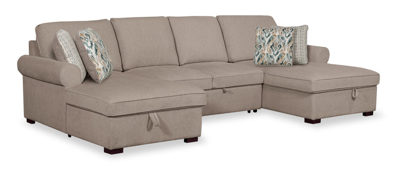 Bellini 3 piece on sale taupe sleeper sectional