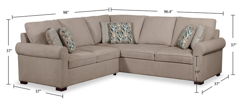 Scott Living Haven 2-Piece Right-Facing Chenille Fabric Sectional - Taupe