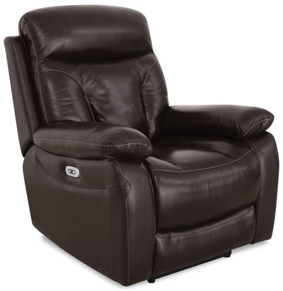 Hayes 38" Genuine Leather Power Reclining Chairs with Adjustable Headrest - Brown | Fauteuils à inclinaison électrique Hayes de 38 po en cuir véritable avec appuie-tête réglable - brun