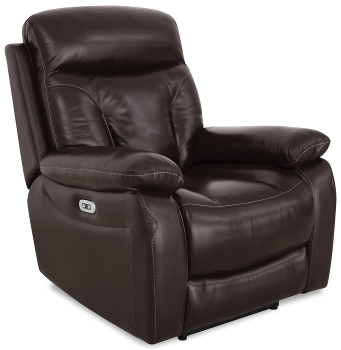 Hayes 38\" Genuine Leather Power Reclining Chairs with Adjustable Headrest - Brown